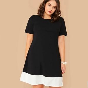 SHEIN EMERY ROSE Plus Contrast Hem Flowy Dress